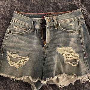 Fran Denim Destruction Wash 4 inch Shorts